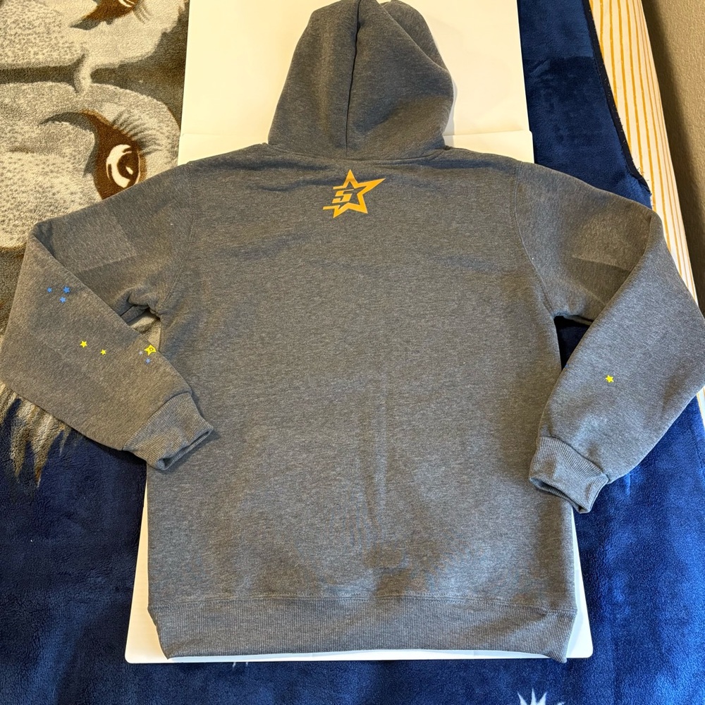Gray Print Graphic Hoodie Retro Spider Web Star Print – Size S - Picture 2 of 7